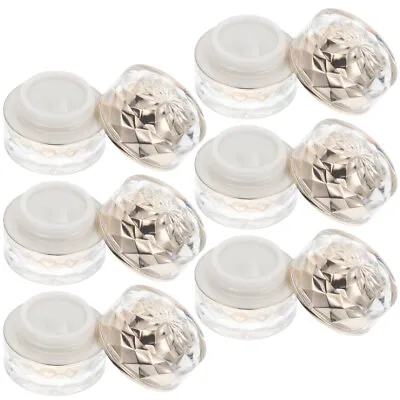  6 Pcs Small Plastic Containers With Lids Pot Jars Cosmetic Sample Double Layer • £12.69