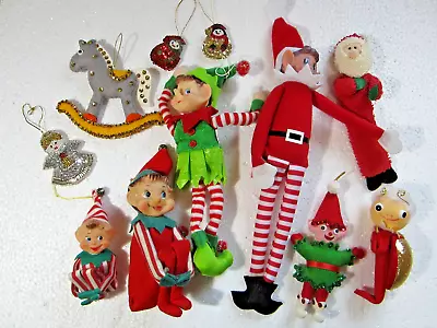 Vintage Christmas Knee Huggers Japan Pixies  Elves Sequin Ornaments Lot Holiday • $30