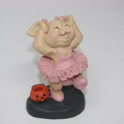 VINTAGE KATHY WISE PIG HALLOWEEN BALLERINA COSTUME FIGURINE ENESCO Trick Treat • $10.93