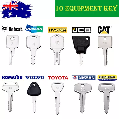 10 Forklift Keys Set For CAT Bobcat Komatsu Toyota Doosan Hyster JCB Yale Volvo • $21.22