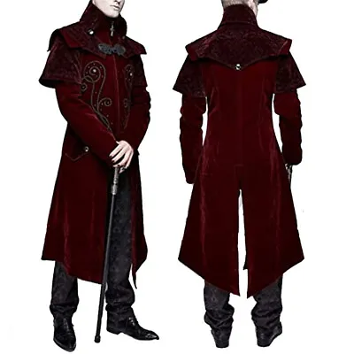 Men Trench Coat Cosplay Medieval Renaissance Gothic Retro Stage Jacket Steampunk • $54.36