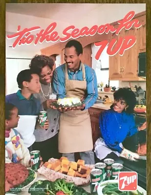 1985 7up PRINT AD Tis The Season African American Family Christmas Dinner • $8.85