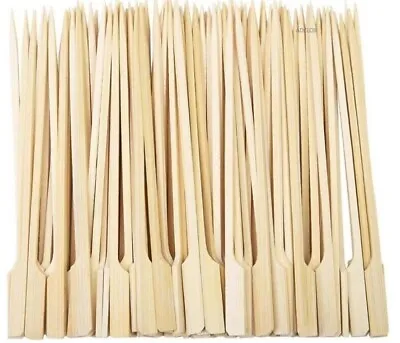 £3.95 • Buy 100 X Bamboo Skewers BBQ Grill Set Wooden Paddle Disposable Choose Size