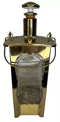 VTG Decanter Japan Brass Bar Bottle Music Box Lantern  How Dry I Am” Brass/glass • $25
