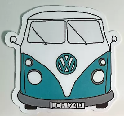 Aqua & White Road Trip VW Hippie Bus Vinyl Sticker Decal ThinkBomb Free Ship • $3.99