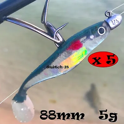 $7.99 • Buy 5 Soft Plastic Fishing Lure Tackle  Paddle TAIL FLATHEAD Bream Bass Cod Lures