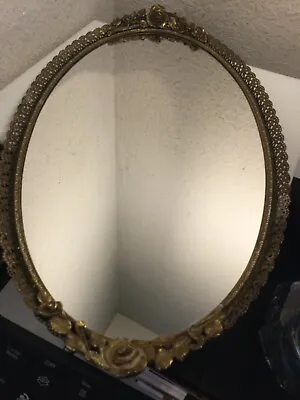 Vintage Matson T179 Vanity Mirror-Dresser Mirror-Tray-Rose Patterns-Oval-EUC • $50