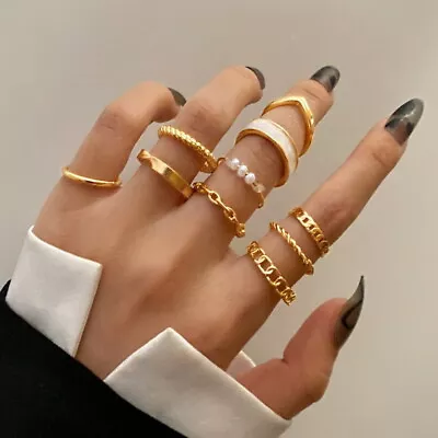 10PC Womens Boho Stack Plain Above Knuckle Ring Midi Finger Rings Set Jewellery. • £2.75
