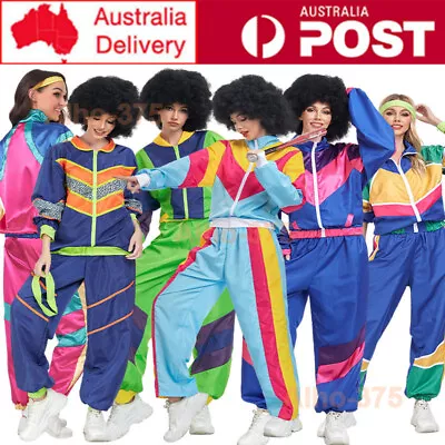 Ladies 80s 1980s Costume Casual Tracksuit Party Retro Disco Costume Hip-Pop • $49.79