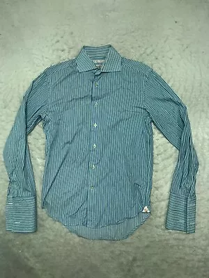 Rhodes & Beckett Blue 37 14 1/2 Slim R Size S Long Sleeve Logo Button Shirt • $10.50