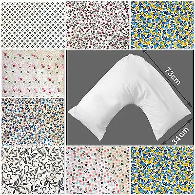 Printed V-Shaped Pillowcase Orthopedic V Cover Polycotton Head Neck Back Support • £4.49