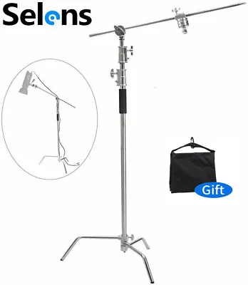 11FT Studio Heavy Duty C Light Stand Century Booms Gobo Arm Grip Stainless Steel • $109.99