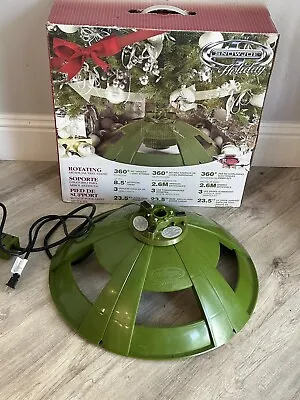 VTG SNOWJOE CHRISTMAS TREE STAND ROTATES SPINS 360* 3 Light Outlets 23.5” Base • $150.49