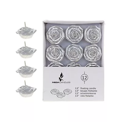 Mega Candles - Unscented 1.5  Floating Flower Candles - Silver Set Of 12 • $9.99