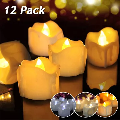 12Pack Flameless Flickering LED Tea Lights Fake Candle Lights Battery Powered • £11.99