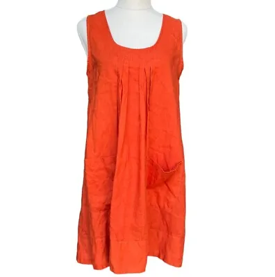 Parisian Road Shift Dress Women S Rust Orange Sleeveless Linen Smock Vintage • $29.99