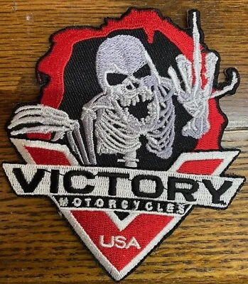 VICTORY Motorcycle Middle Finger Skeleton Patch 4  • $10
