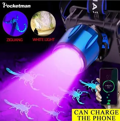 Powerful UV LED Headlight Rechargeable Flashlight Head Torch Waterproof Hunting • $23.99