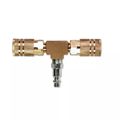 Primefit M1404-4 2-Way T-Style Air Manifold With 6-Ball Brass Couplers 1/4  • $13.99