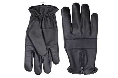 Winter Driving Gloves Men Sheepskin Leather Touchscreen Warm Gloves Zip Closure • $29.99