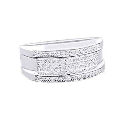 1/5 Ct Round Cut Simulated Diamond 14K White Gold Plated Men's Wedding Band Ring • $352.37