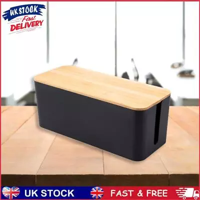 Cable Management Box Portable Cord Box Waterproof For Office (S Bamboo Black) • £9.69