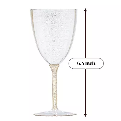 8 Count Wine Glasses Gold Glitter Disposable Plastic Party Drinking Cups 7 Oz • $16.98