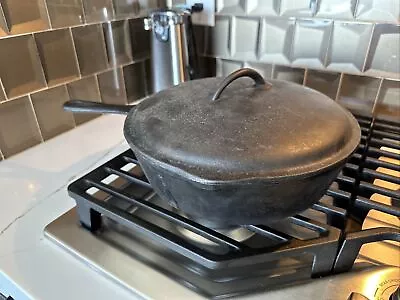 Vintage Deep Cast-Iron #8 Skillet 10-5/8  X 3  W/ Lid BSR USA Chicken Fryer? • $20.85