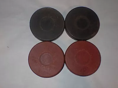 Lot Of 4 Vintage Shuffle Board Pucks 4  Black Red • $12.93