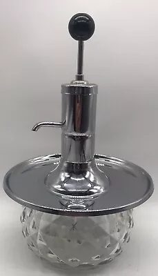 Sherman Revolving Carousel Glass Chrome Pump Liquor Decanter  Vintage Barware • $34.99