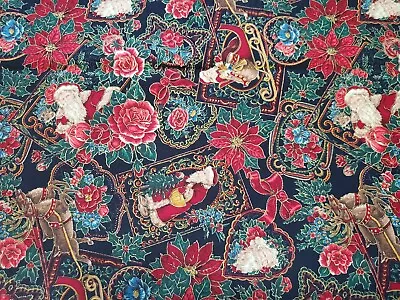 Vintage Christmas Fabric Joan Messmore Cranston Print Works - 36 X 44 • $9.95