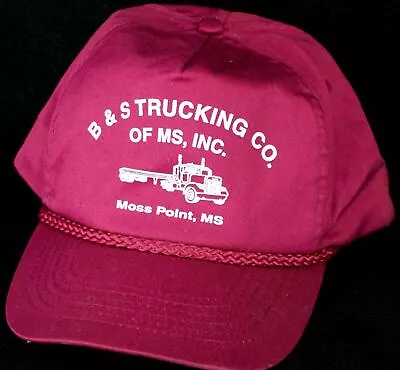 Vintage B & S Trucking Co. Trucker Hat Moss Point Ms Maroon Snapback • $4.49