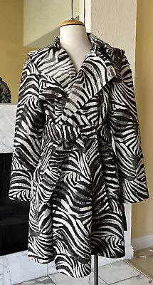 Lanvin X H&m Zebra Print Wool Blend Belt Trench Coat Eu38 Us6/8 • $149.99