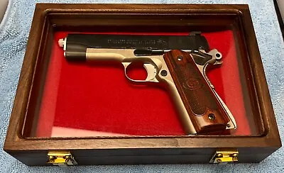 Pistol Gun Presentation Case Glass Top Wood Box Colt 1911 Style Pistols Kimber • $140