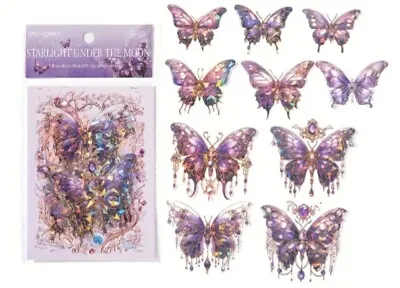  Butterfly Clear Holographic  Stickers Bullet Journal Purple ONLY Crafts Uk  • £2.39