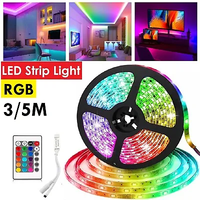 RGB Strip Lights 3528 12V Party Glow Light TV Back Light Room Lamp Decor Set • $17.99