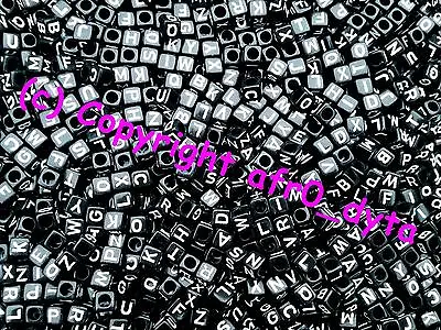 100 To 1000 Black Alphabet Mixed Letters Cube Beads 6mm For Jewellery Making • £2.69