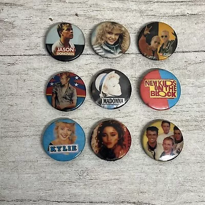 9 X Vintage Small Button Pin Back Music 80s Badges Bundle Job Lot • £9.99