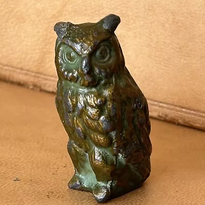 Vintage 1930’s Cast Metal Owl Figurine With Patinated Finish 1.75 Inches Tall • $19.99