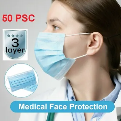 50psc Disposable Medical Face Mask 3 Layer Protection Virus Flu - Brisbane • $14.90
