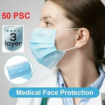 50psc Disposable Medical Face Mask 3 Layer Protection Virus Flu - Local • $13.90