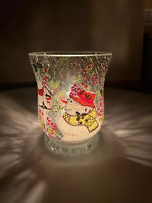 Crackle Effect Glass Tea Light Holder Christmas Theme Decorative Party Décor • £14.73