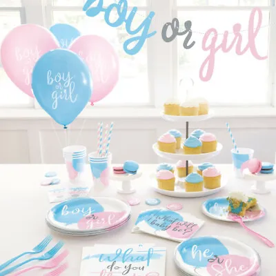 Baby Shower Gender Reveal Party Tableware Decoration Unisex Boy Girl Tableware • £2.45