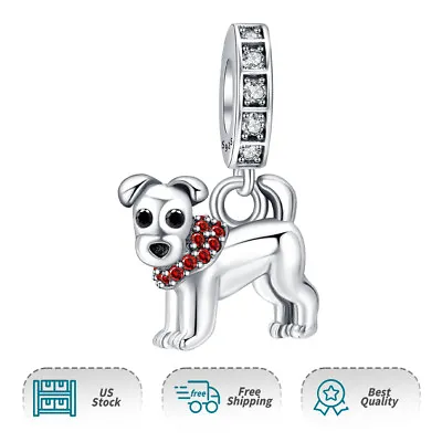 Authentic S925 Dog Animal Dangle Charm Women Girl Bracelets Necklaces Pendants • $17.98