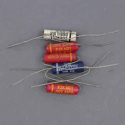 Lot Of 5 Vintage Mylar Film Capacitors .001 UF 600V 1000pF Tiny Chief Etc. NOS • $2.38