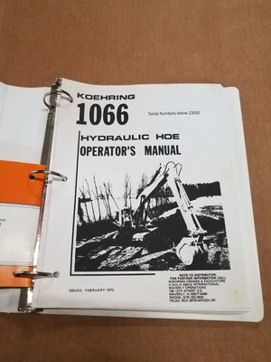 $39.95 • Buy Koehring 1066 Hydraulic Excavator Operator's Manual And Parts Book Manual