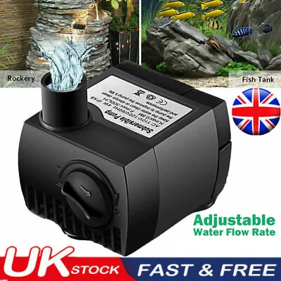 5W Electric Water Feature Pump Small Fountain For Indoor Garden Fish Pond Pet • £8.89