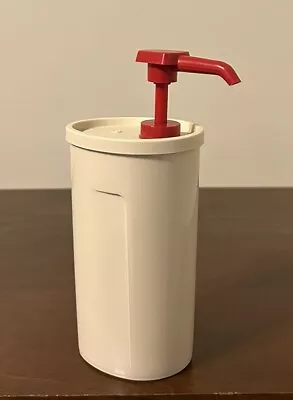 Vintage Tupperware Almond Plastic Ketchup Dispenser With Red Pump #640-6 EUC • $14.95