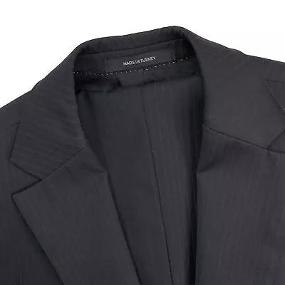 Mens 38 S Hugo Boss Black Tonal Mini Stripe Modern Fit Wool Suit • $195