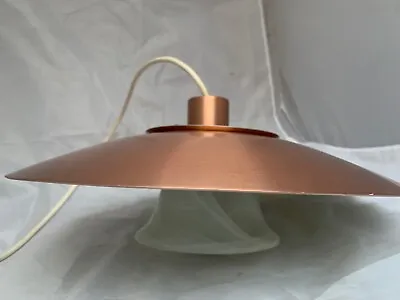 Vintage Retro Antique Danish Mid Century Copper Glass Light Ceiling Lamp MCM • £99.99